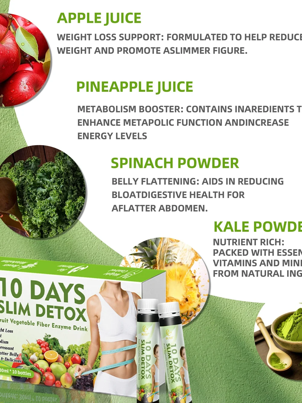 10 Days Slim Detox Fruit & Vegetable Enzyme Drink - Green